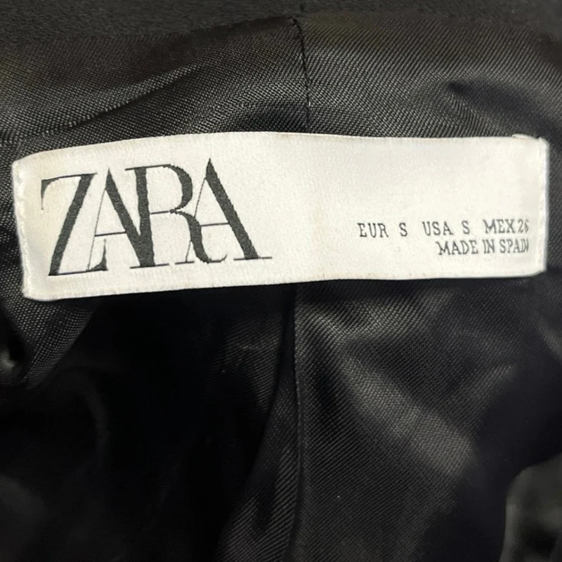 Zara Women's Black Shirred Ruched Sleeves Open Front Blazer Coat Jacket Size S - Image 3