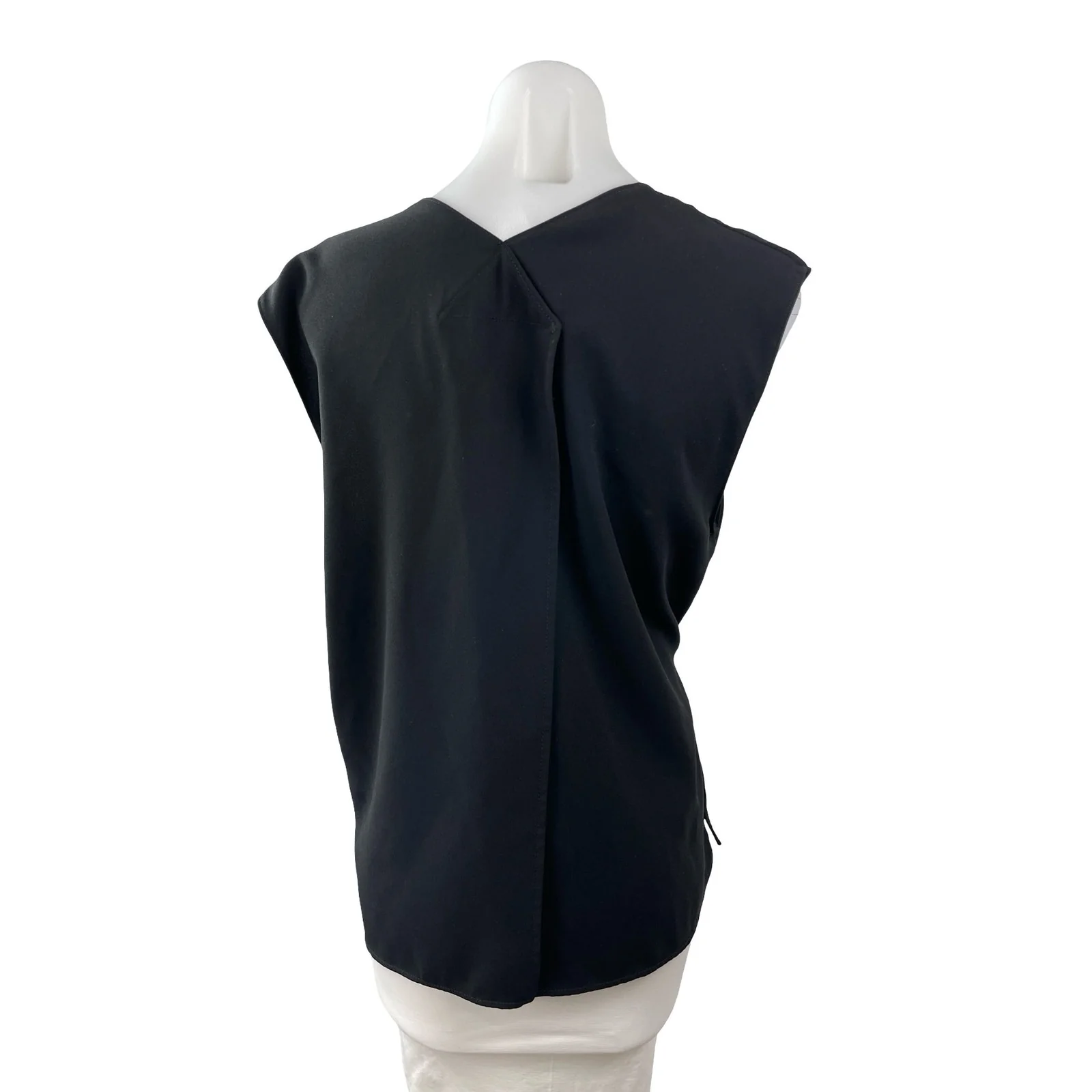 Zara Women's Black Short Cap Sleeve V Neck Tie Wrap Pocket Blouse Top Size L - Image 4