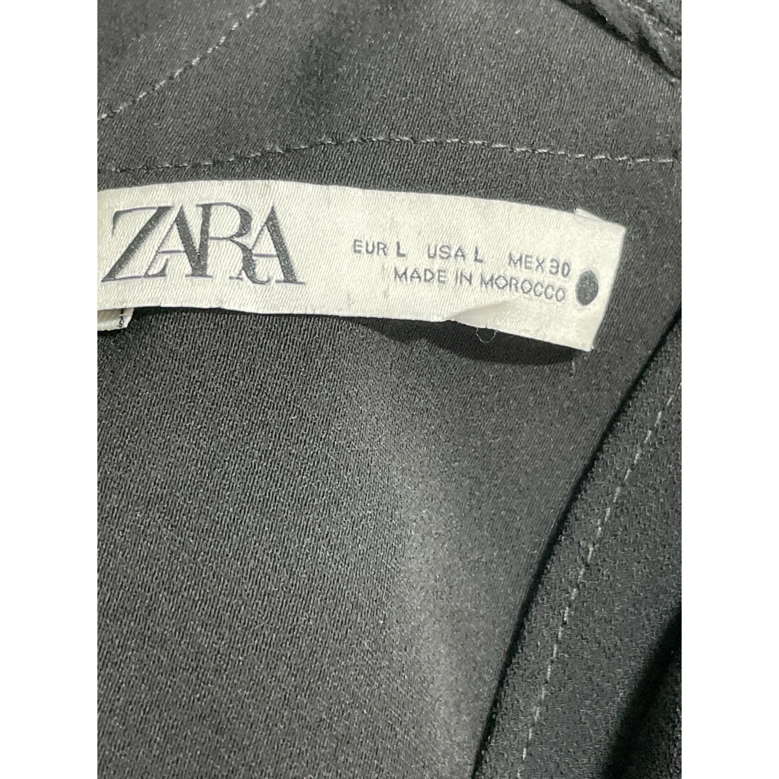 Zara Women's Black Short Cap Sleeve V Neck Tie Wrap Pocket Blouse Top Size L - Image 5