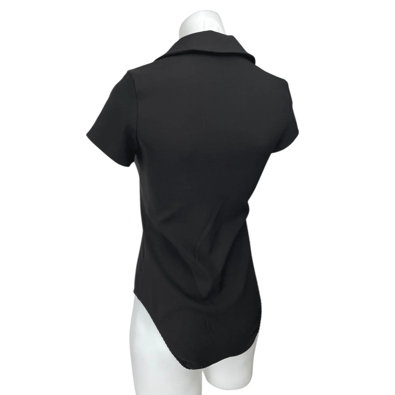 Zara Women's Black Short Sleeve Collar Half Zip Bodysuit Bouse Polo Shirt Top M - Image 2