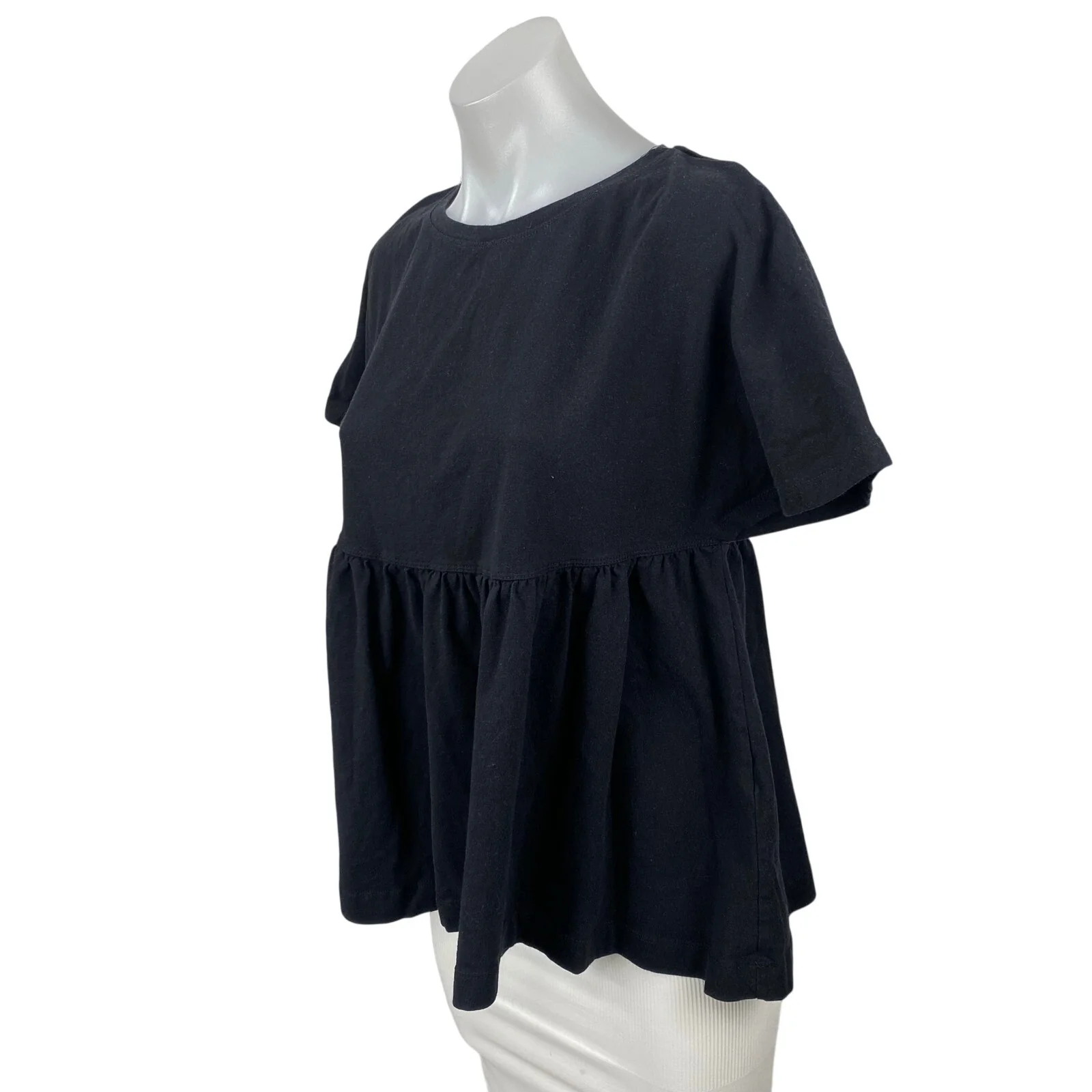 Zara Women's Black Short Sleeve Loose Oversized Boxy Peplum Blouse Top Size S - Image 3