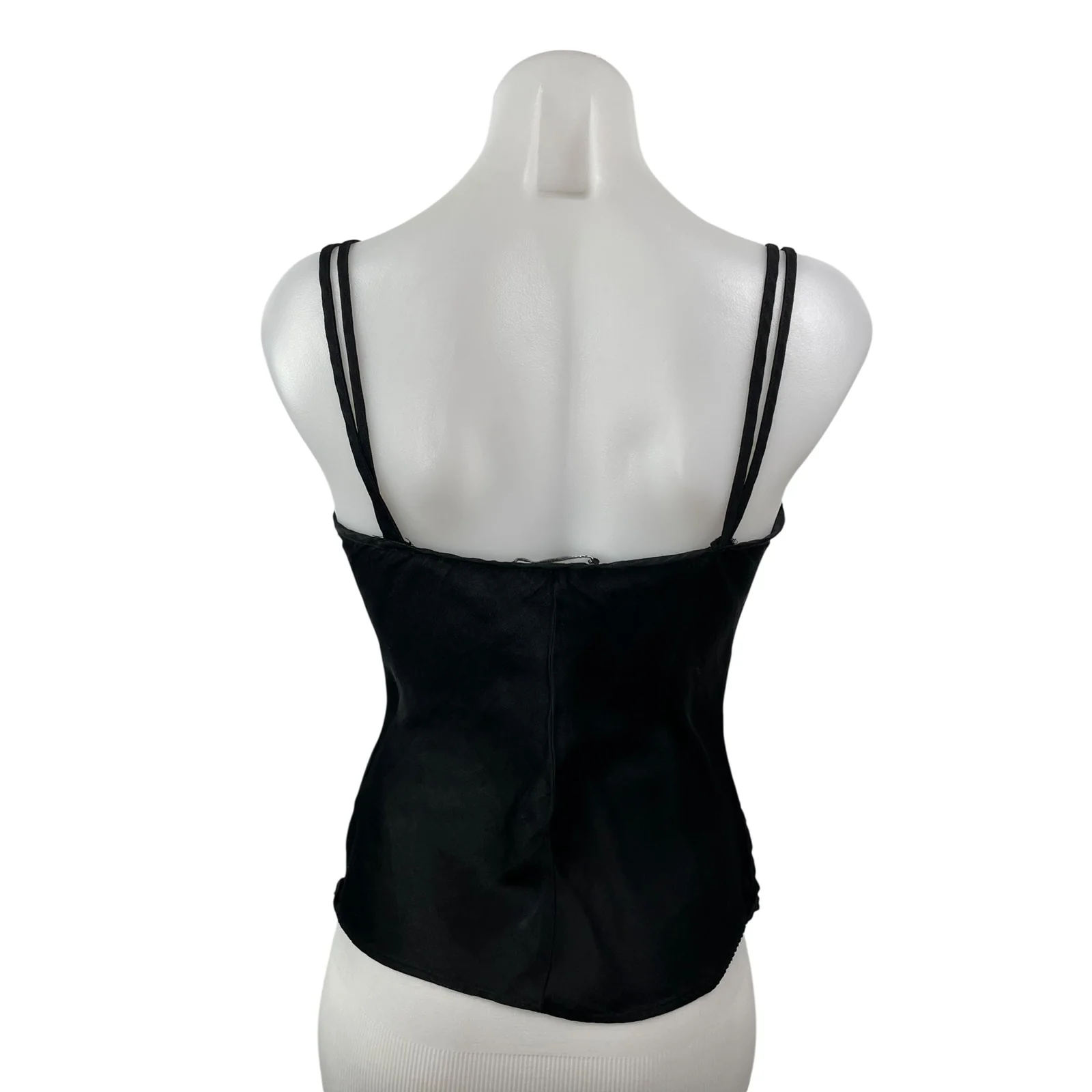 Zara Women's Black Silky Satin Lace Trim Sleeveless Lingerie Tank Camisole Top S - Image 4