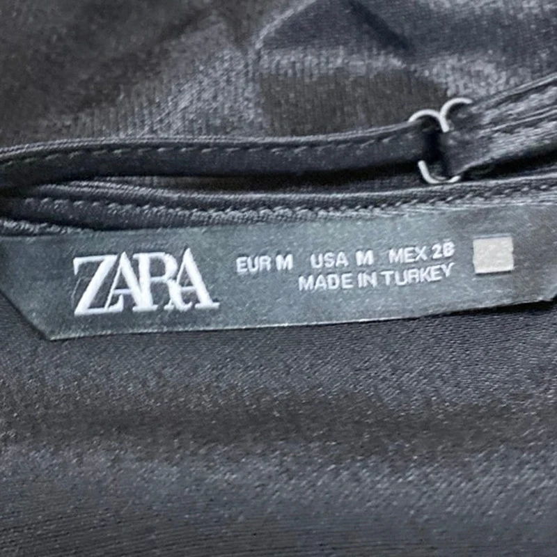 Zara Womens Black Silky Satin Sleeveless Cami Camisole Cowl Neck Crop Tank Top M - Image 3