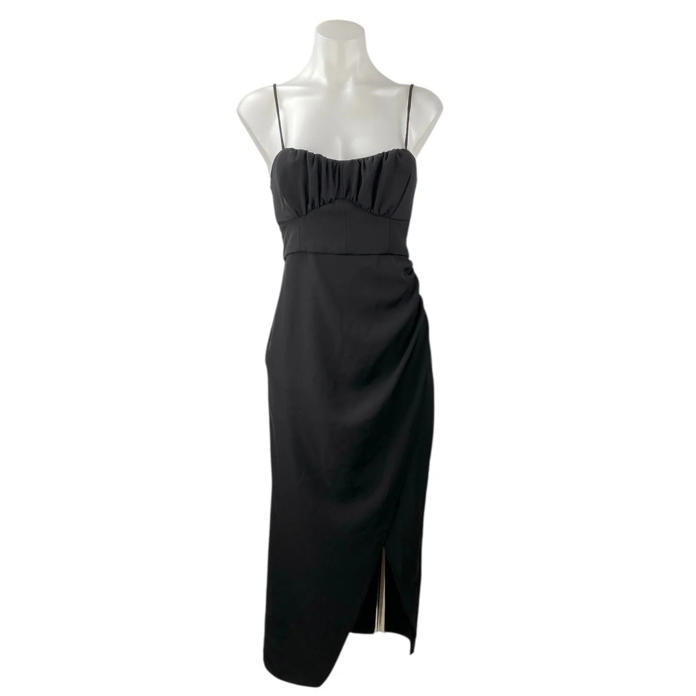 Zara Women's Black Sleeveless Cami Camisole Front Slit Midi Pencil Wrap Dress XS