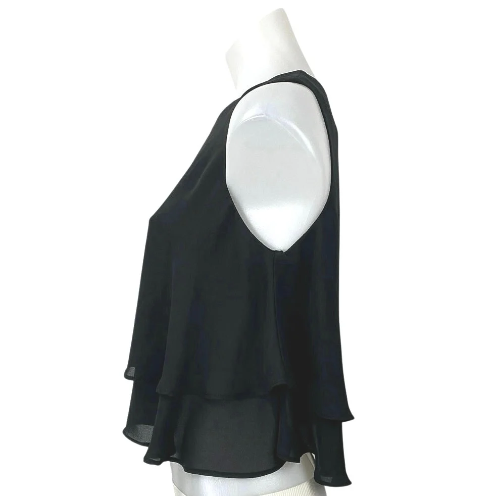 Zara Women's Black Sleeveless Tiered Ruffle Cami Camisole Tank Blouse Top Size S - Image 3