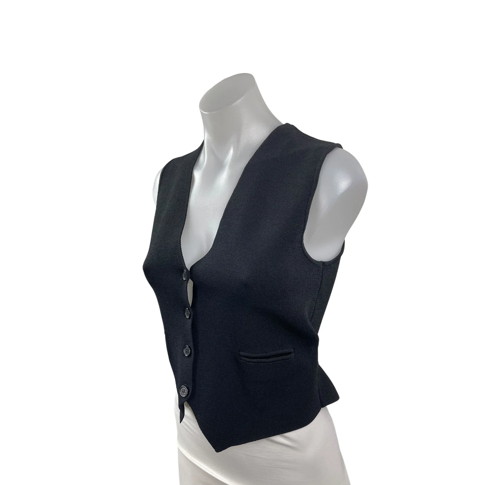 Zara Women's Black Sleeveless V Neck Button Down Waistcoat Suit Vest Tank Top S - Image 2