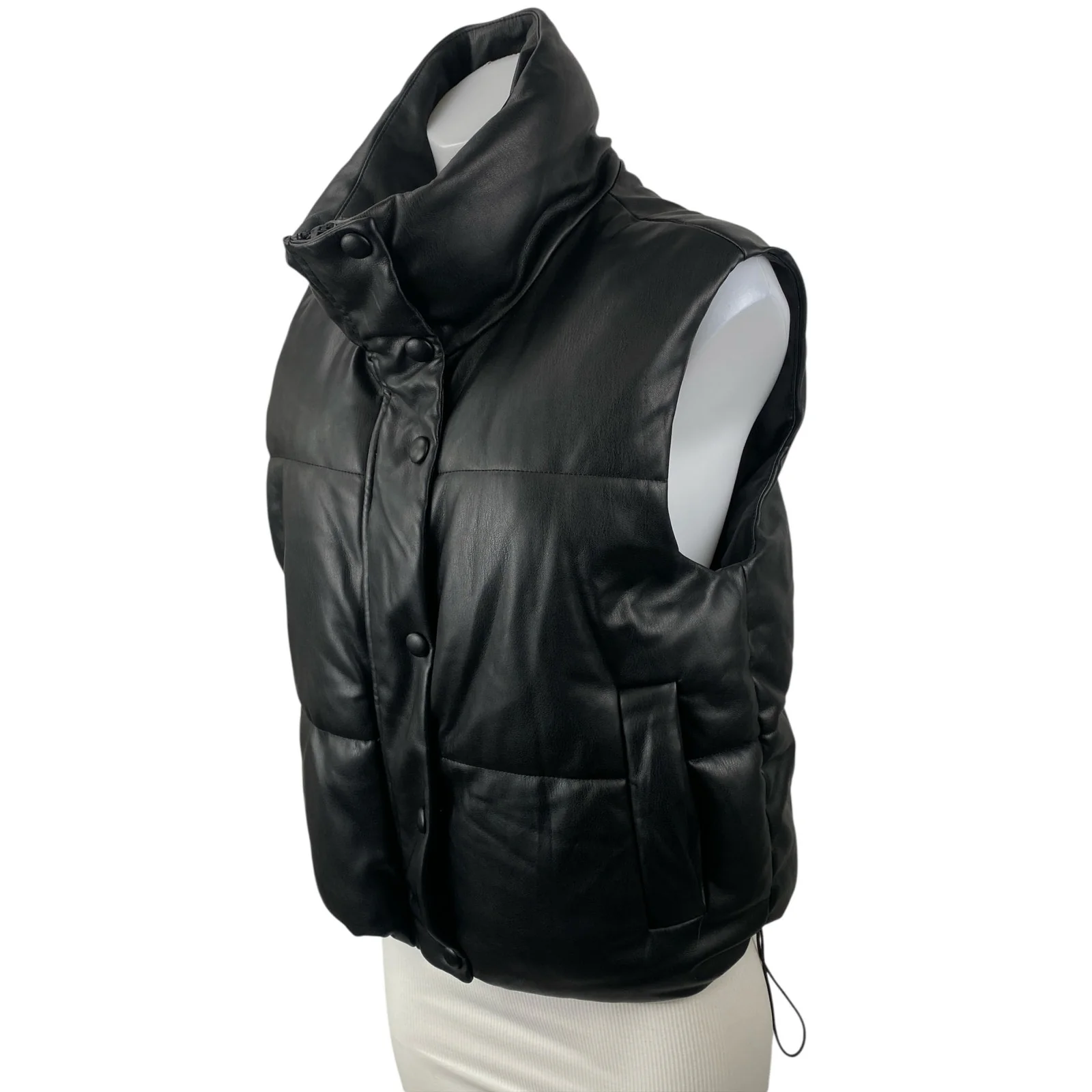 Zara Women's Black Stand Collar Sleeveless Puffer Quilted Vest Jacket Size S - Image 2