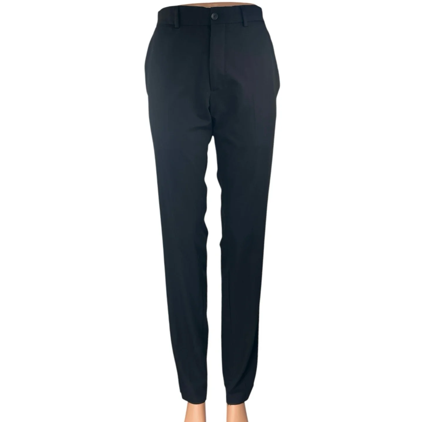 Zara Women's Black Straight Leg High Waist Ankle Career Trousers Dress Pants 30