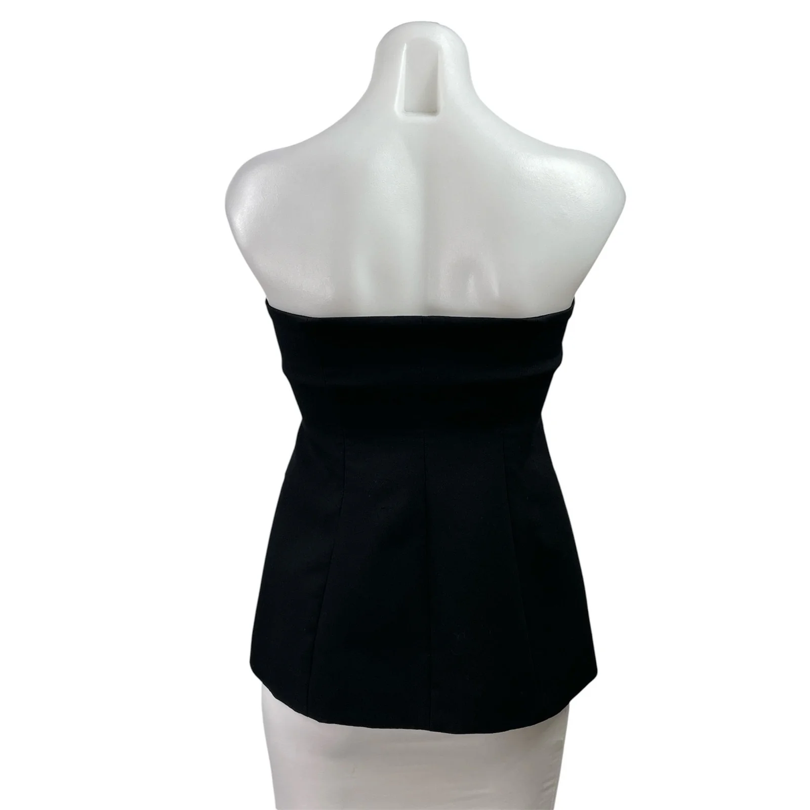 Zara Womens  Black Strapless Buttoned Tailored Bustier Bandeau Tank Tube Top S - Image 3