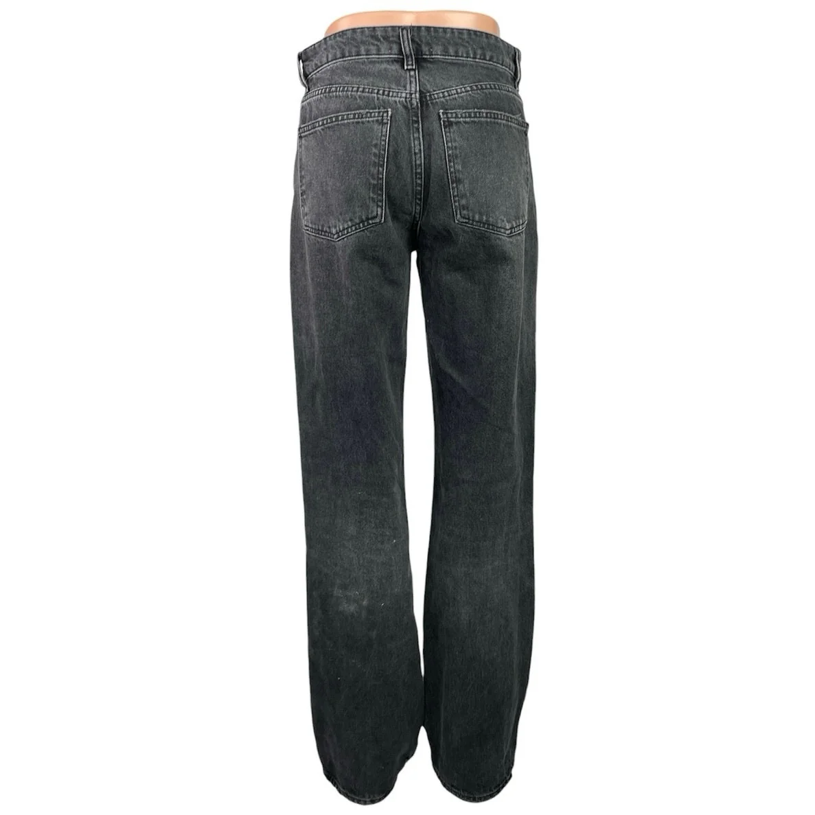 Zara Women's Black Washed High Waisted Baggy Straight Leg Denim Jeans Size 2 - Image 3