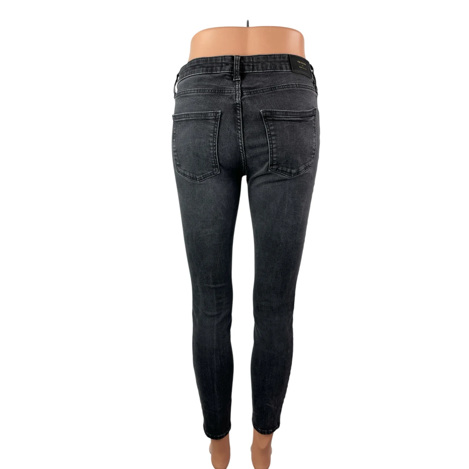 Zara Women's Black Washed Mid Rise Slim Fit Cropped Skinny Denim Jeans Size 6 - Image 4