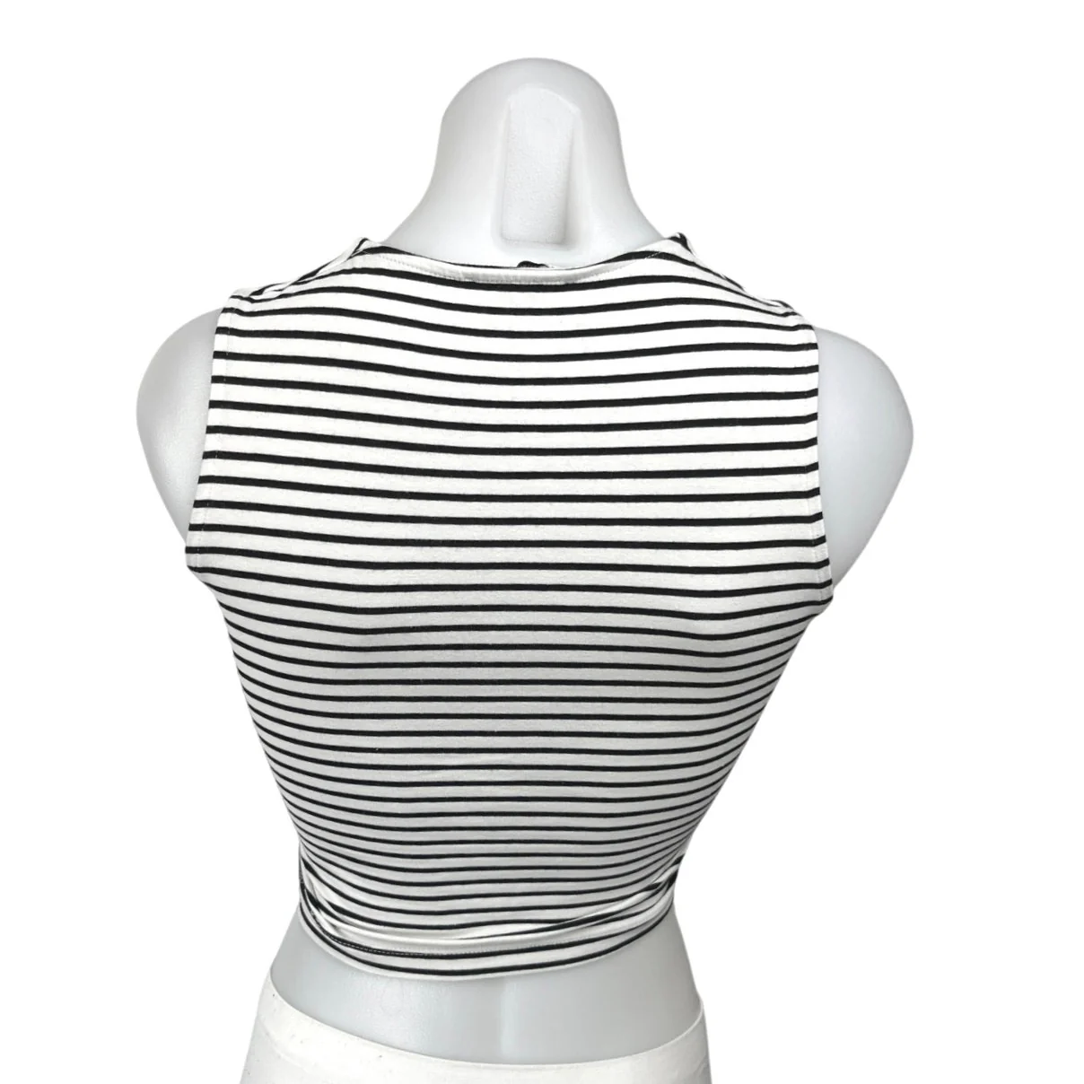 Zara Women's Black White Striped Sleeveless Cami Camisole Tank Crop Top Size XS - Image 2