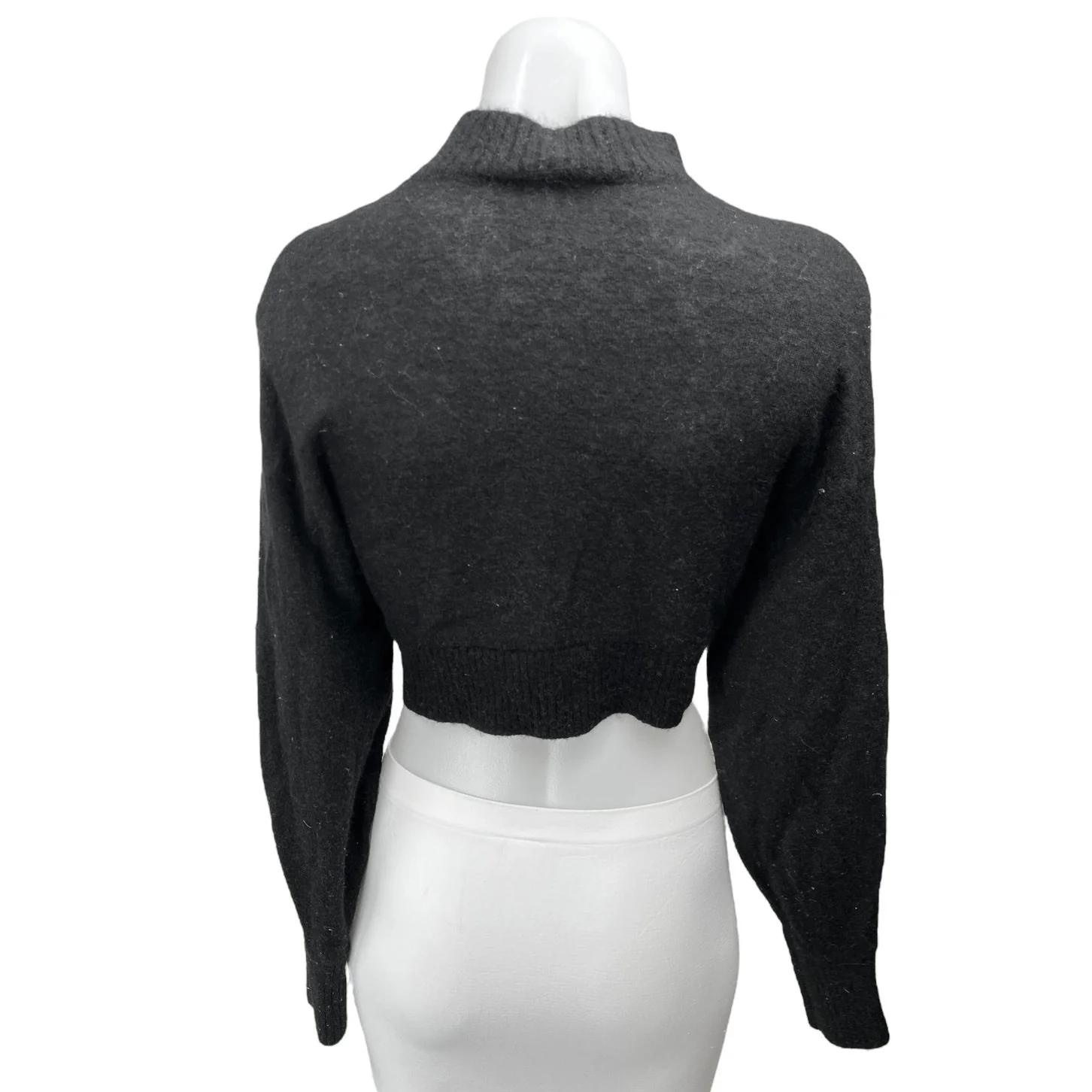 Zara Women's Black Wool Mock Neck Long Sleeve Pullover Crop Top Sweater Size M - Image 2