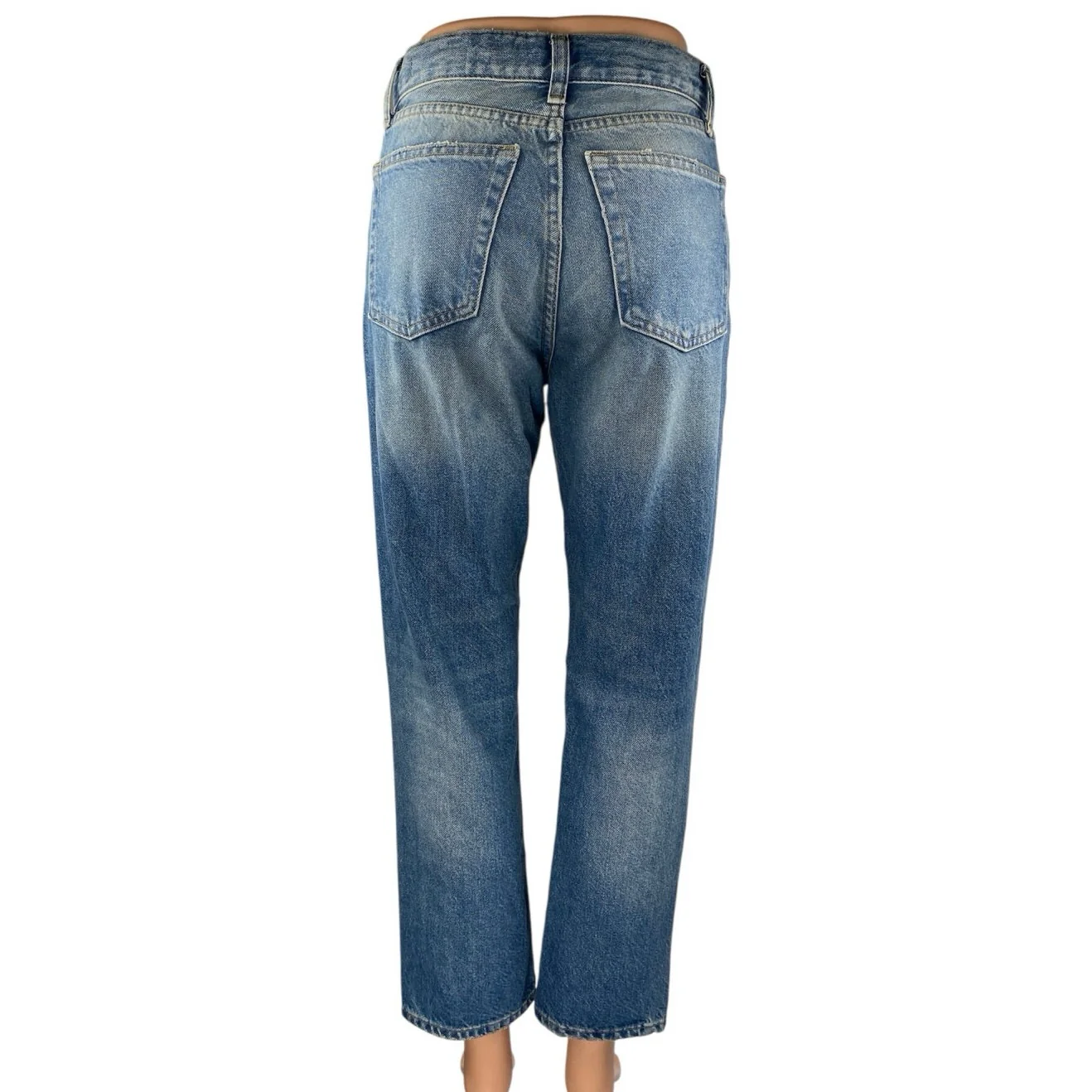 Zara Women's Blue Acid Wash High Waisted Straight Leg Denim Jeans Pants Size 2 - Image 3