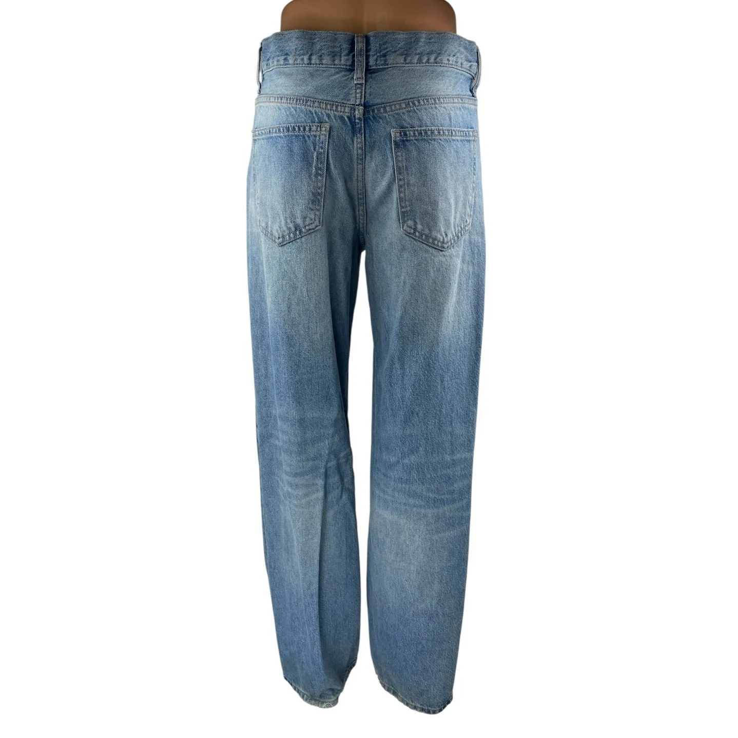Zara Women's Blue Acid Wash High Waisted Wide Leg Baggy Palazzo Denim Jeans Sz 2 - Image 3