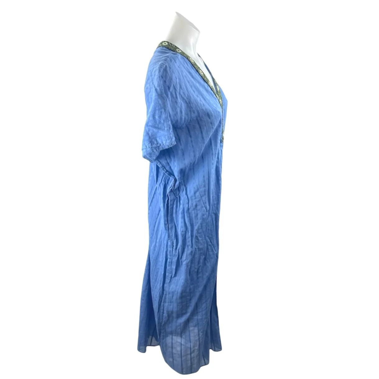Zara Women's Blue Beaded Short Sleeve Summer Beach Maxi Tunic Kaftan Dress XS - Image 2