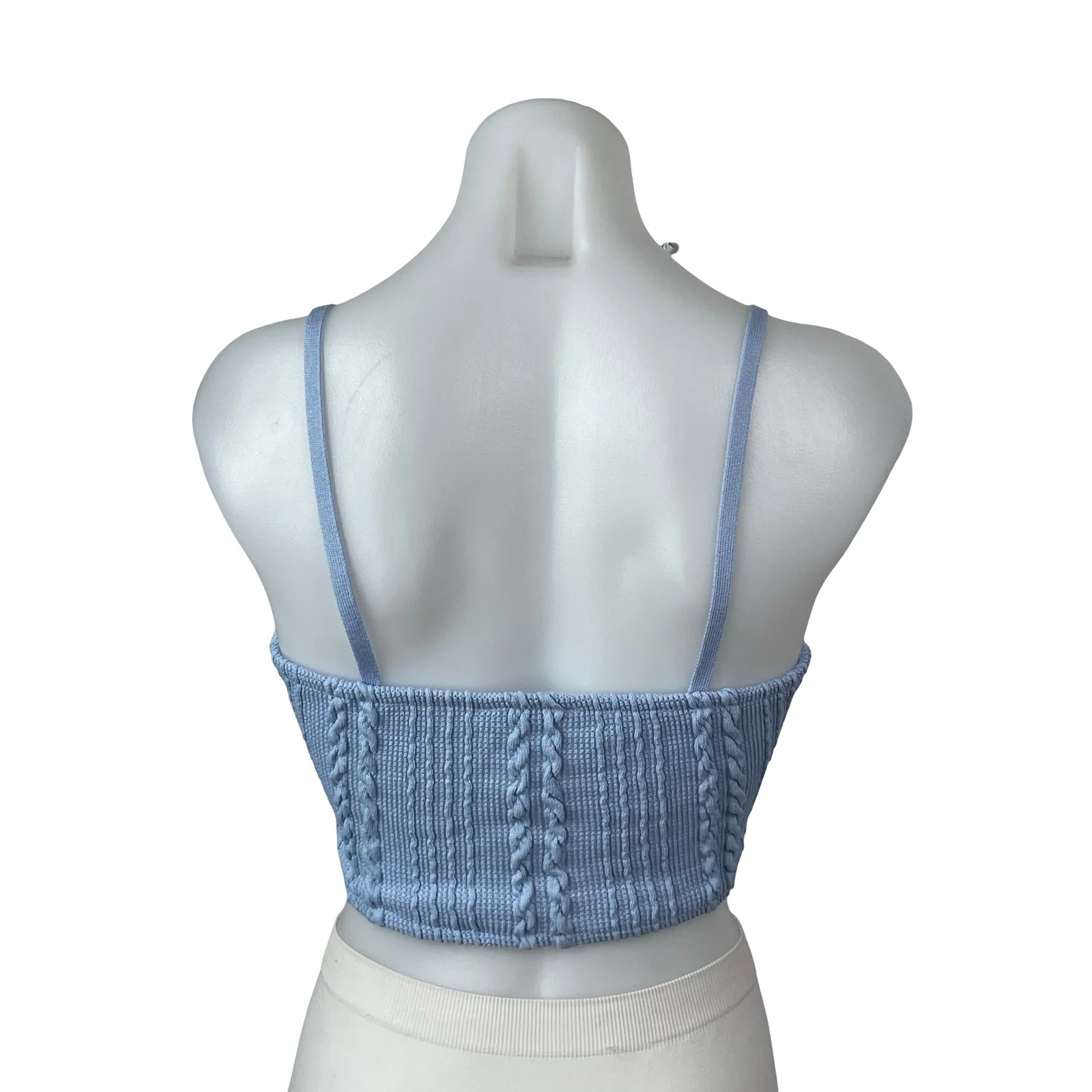 Zara Women's Blue Cable Knit Sleeveless Sweetheart Neck Crop Cami Tank Top Sz S - Image 4