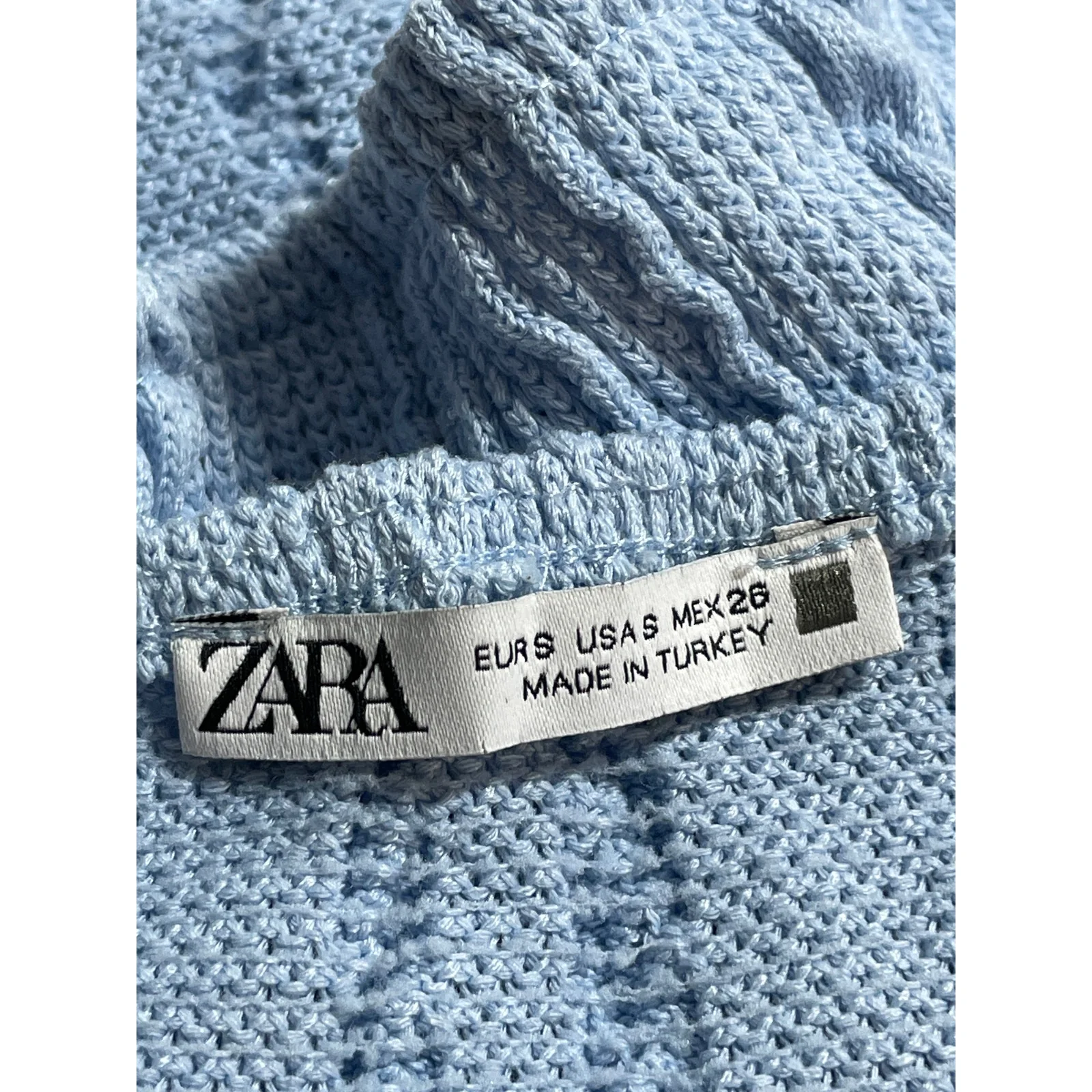 Zara Women's Blue Cable Knit Sleeveless Sweetheart Neck Crop Cami Tank Top Sz S - Image 5