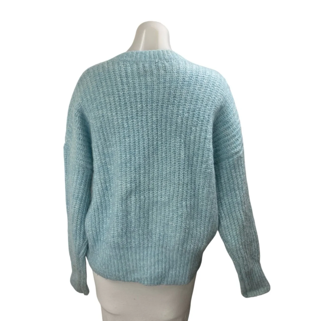 Zara Women's Blue Chunky Knit Crewneck Long Sleeve Sweatshirt Sweater Top Size S - Image 2