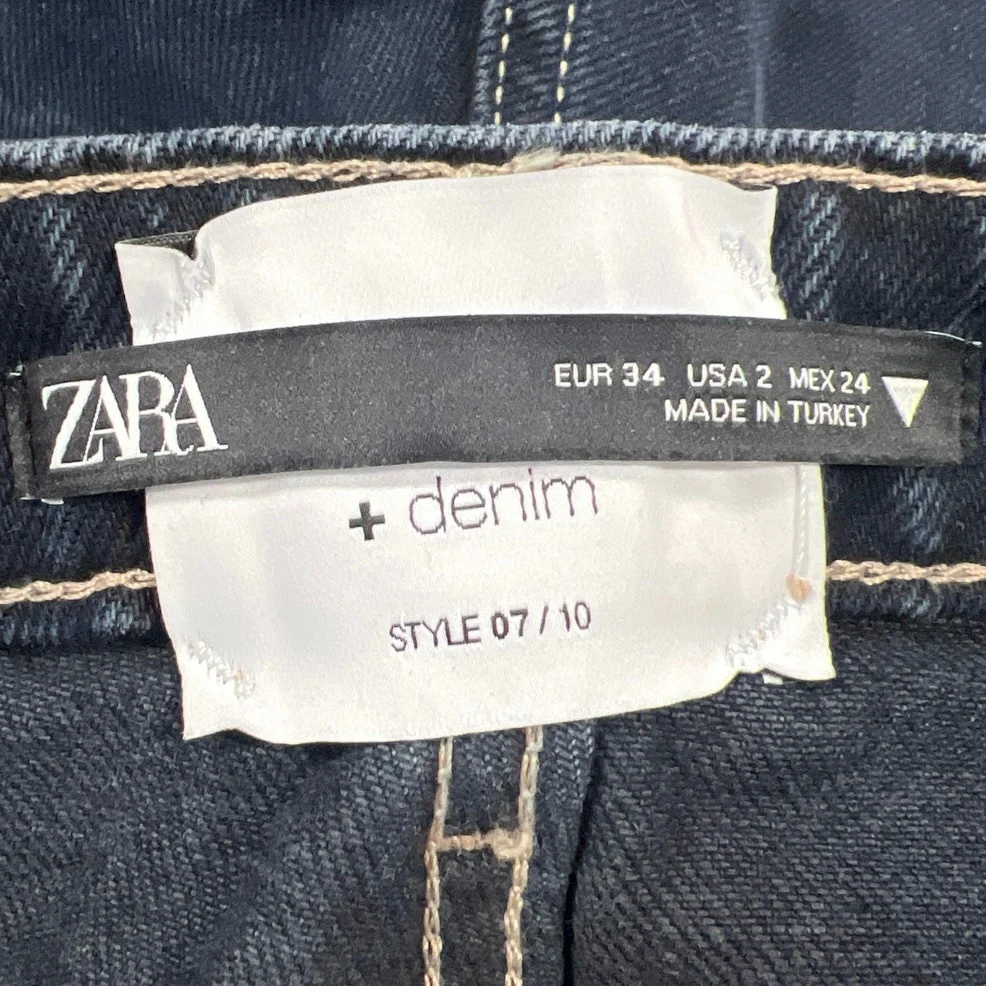Zara Women's Blue Dark Wash High Waisted Ankle Flared Denim Jeans Size 2 - Image 5
