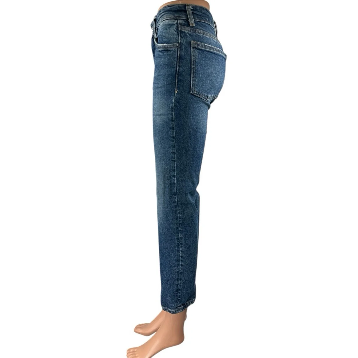 Zara Women's Blue Dark Wash Skinny Leg Mid Rise Slim Fit Denim Jeans Pants Sz 0 - Image 2