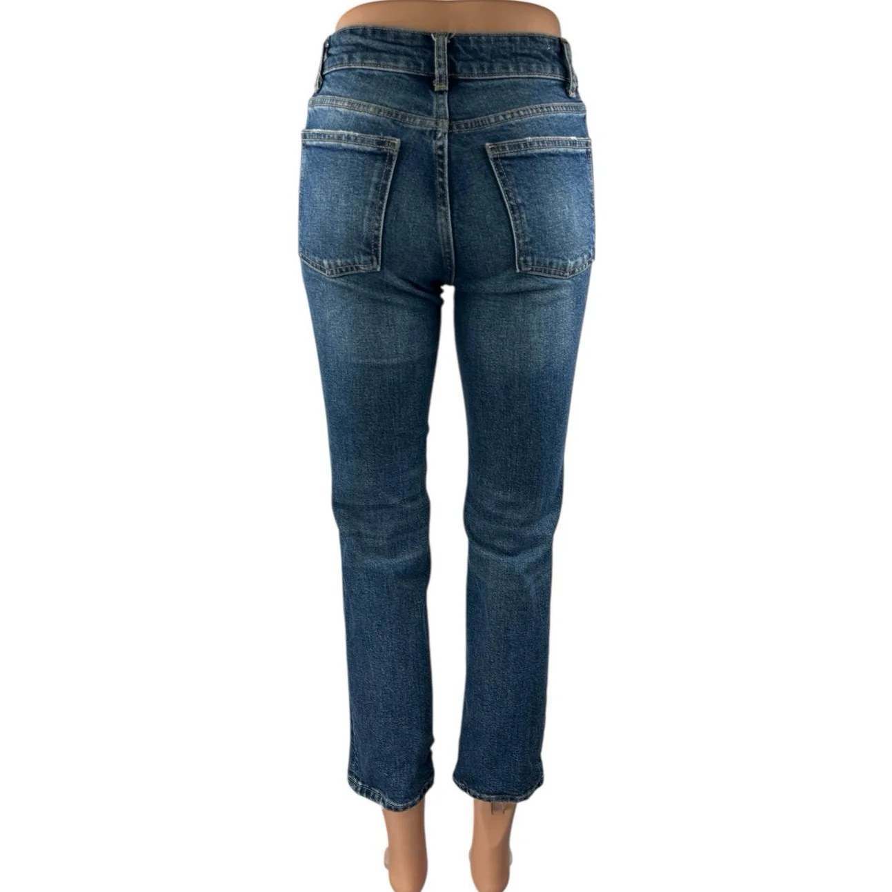 Zara Women's Blue Dark Wash Skinny Leg Mid Rise Slim Fit Denim Jeans Pants Sz 0 - Image 3