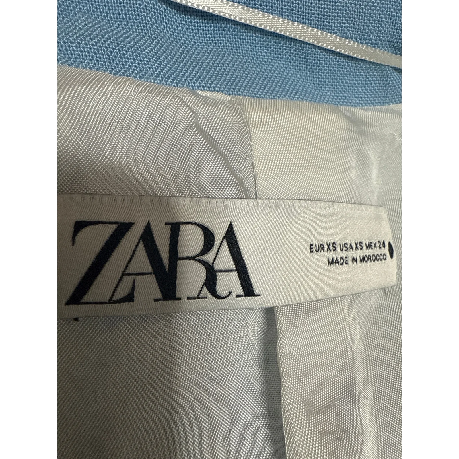 Zara Women's Blue Double Brestaed Long Sleeve Noct Collar Blazer Coat Jacket XS - Image 3
