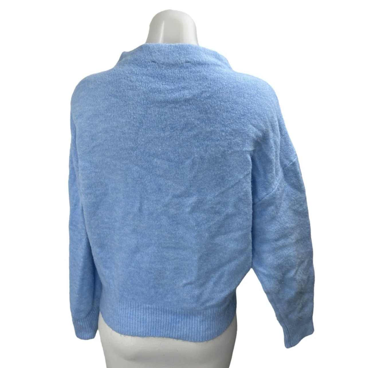 Zara Women's Blue Funnelk Neck Long Sleeve Knit Sweatshirt Sweater Top Size S - Image 2