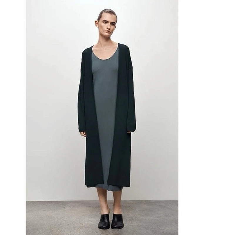 Zara Women's Blue Grey Long Open Front Jacket Duster Cardigan Sweater Size M - Image 10
