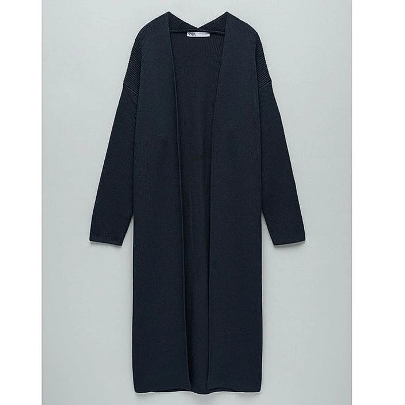 Zara Women's Blue Grey Long Open Front Jacket Duster Cardigan Sweater Size M - Image 12