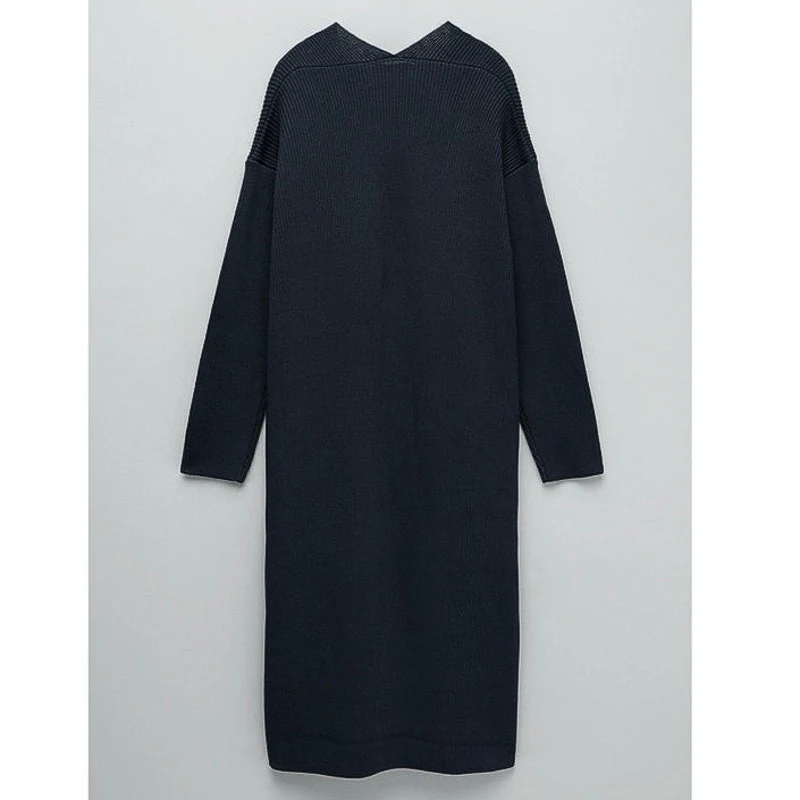 Zara Women's Blue Grey Long Open Front Jacket Duster Cardigan Sweater Size M - Image 13