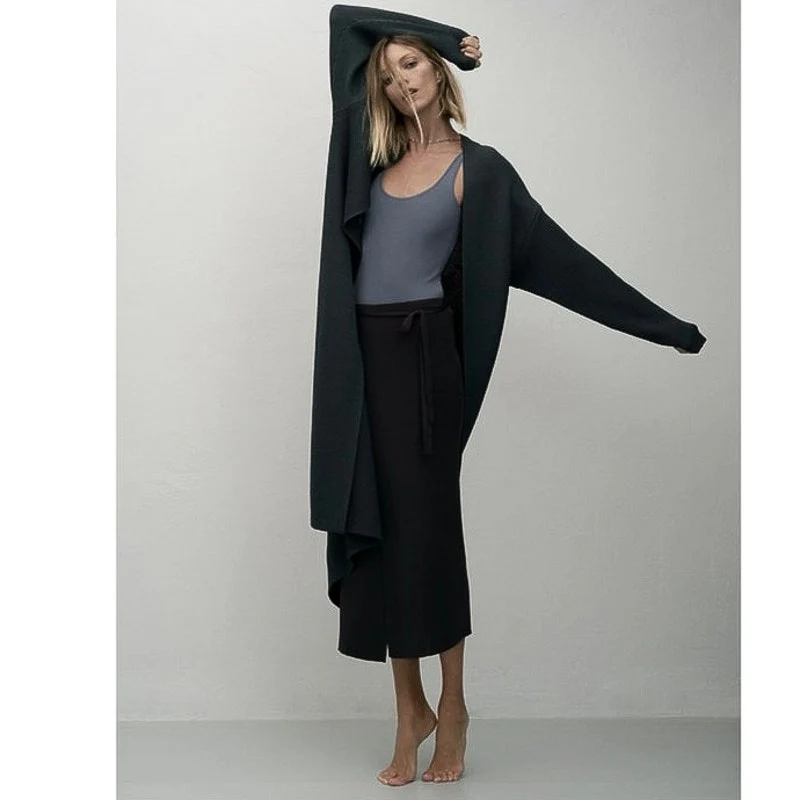 Zara Women's Blue Grey Long Open Front Jacket Duster Cardigan Sweater Size M - Image 2