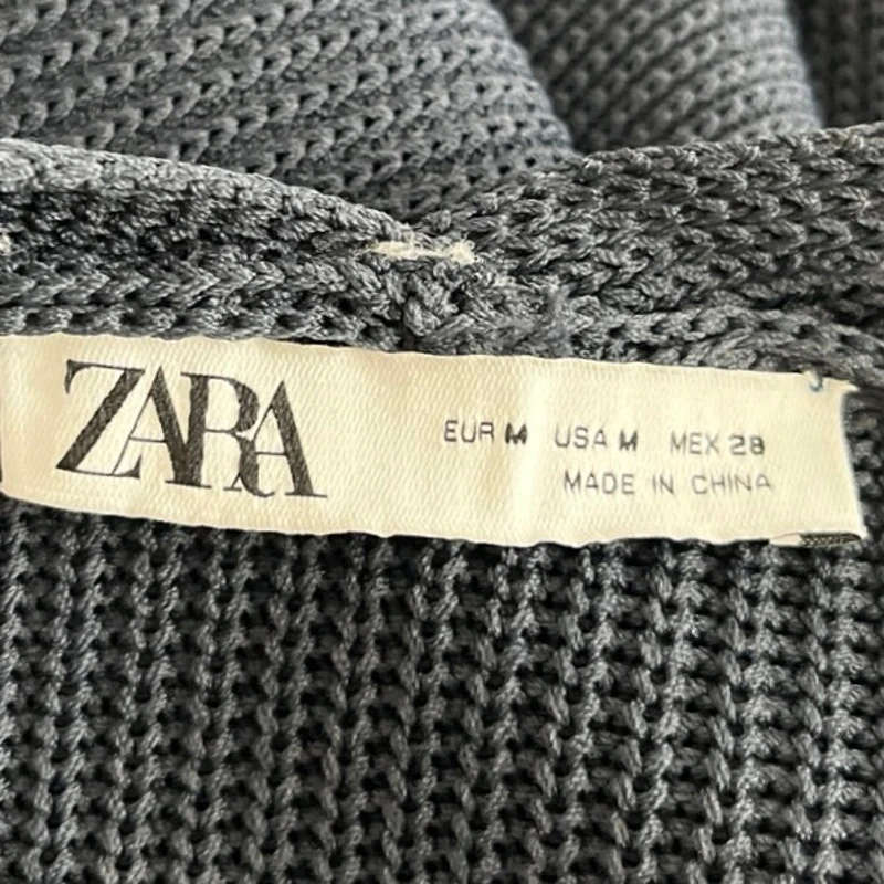 Zara Women's Blue Grey Long Open Front Jacket Duster Cardigan Sweater Size M - Image 8