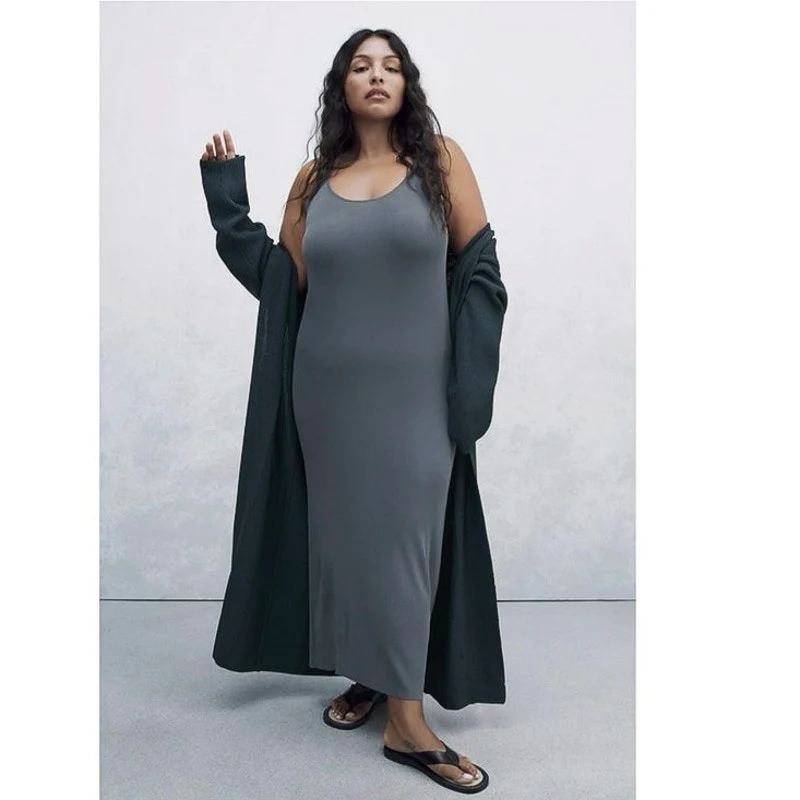 Zara Women's Blue Grey Long Open Front Jacket Duster Cardigan Sweater Size M - Image 9