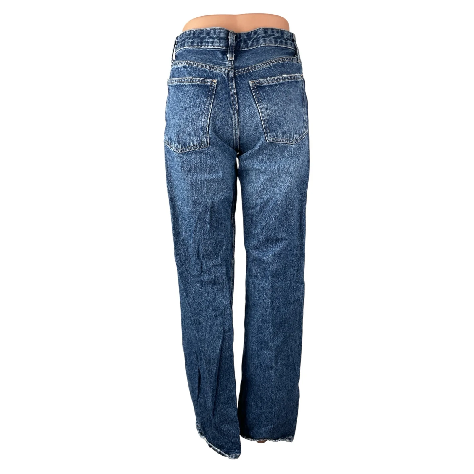 Zara Womens Blue High Waisted Relaxed Straight Mom Boyfriend Denim Jeans Pants 4 - Image 4