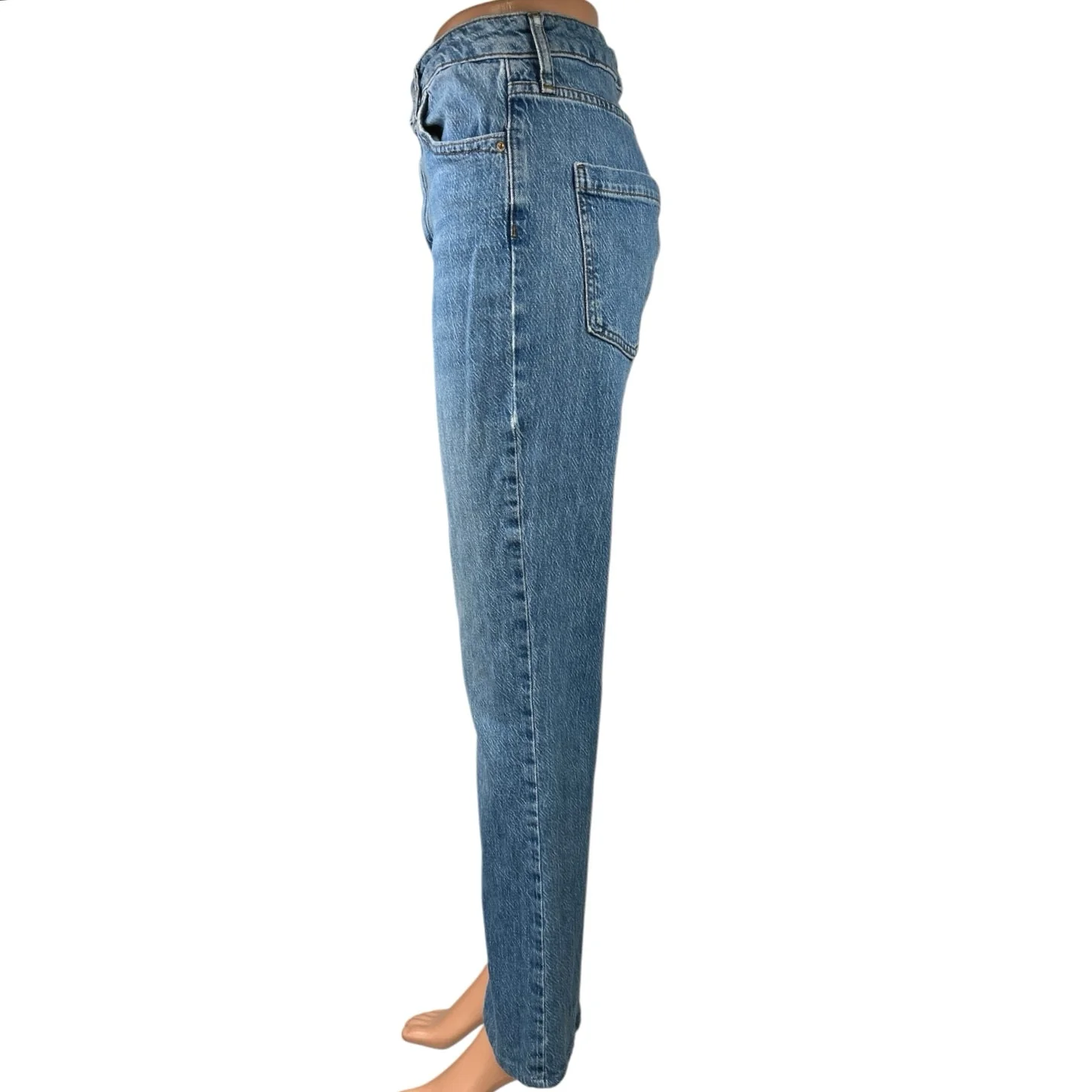 Zara Women's Blue High Waisted Slit Hem Ankle Bootcut Flared Denim Jeans Size 4 - Image 2