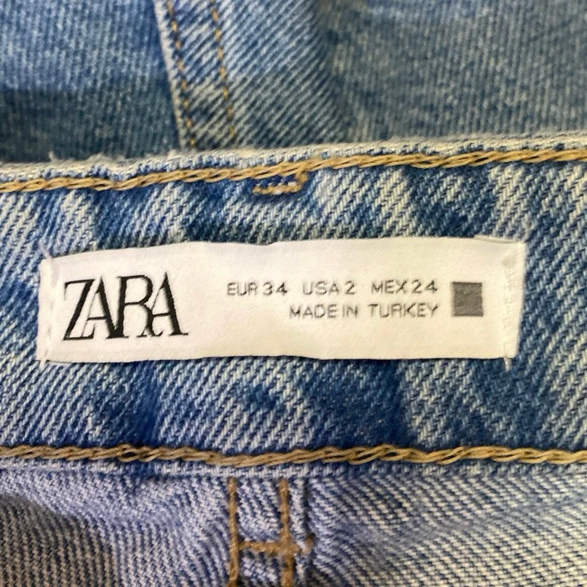 Zara Women's Blue High Waisted Straight Wide Leg Cargo Denim Jeans Pants Size 2 - Image 4
