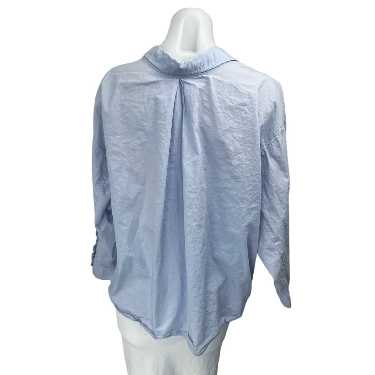 Zara Women's Blue Long Sleeve Pocket V Neck Blouse Button Down Shirt Top Size XS - Image 2