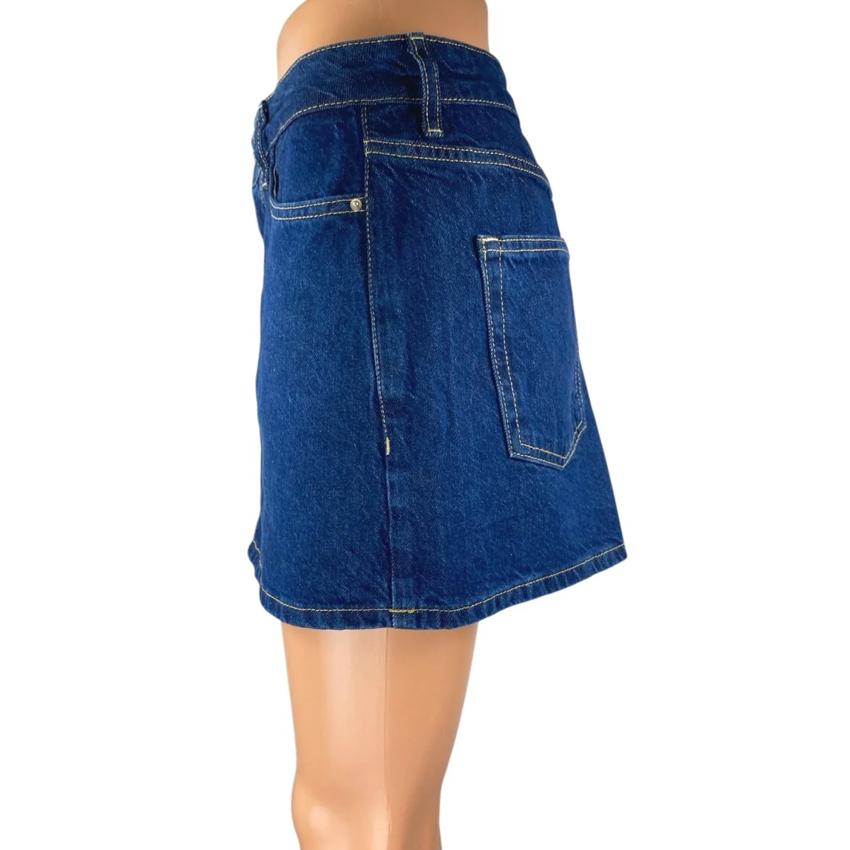 Zara Women's Blue Mid Waist Straight Casual Cotton Mini Denim Jean Skirt Size XS - Image 2