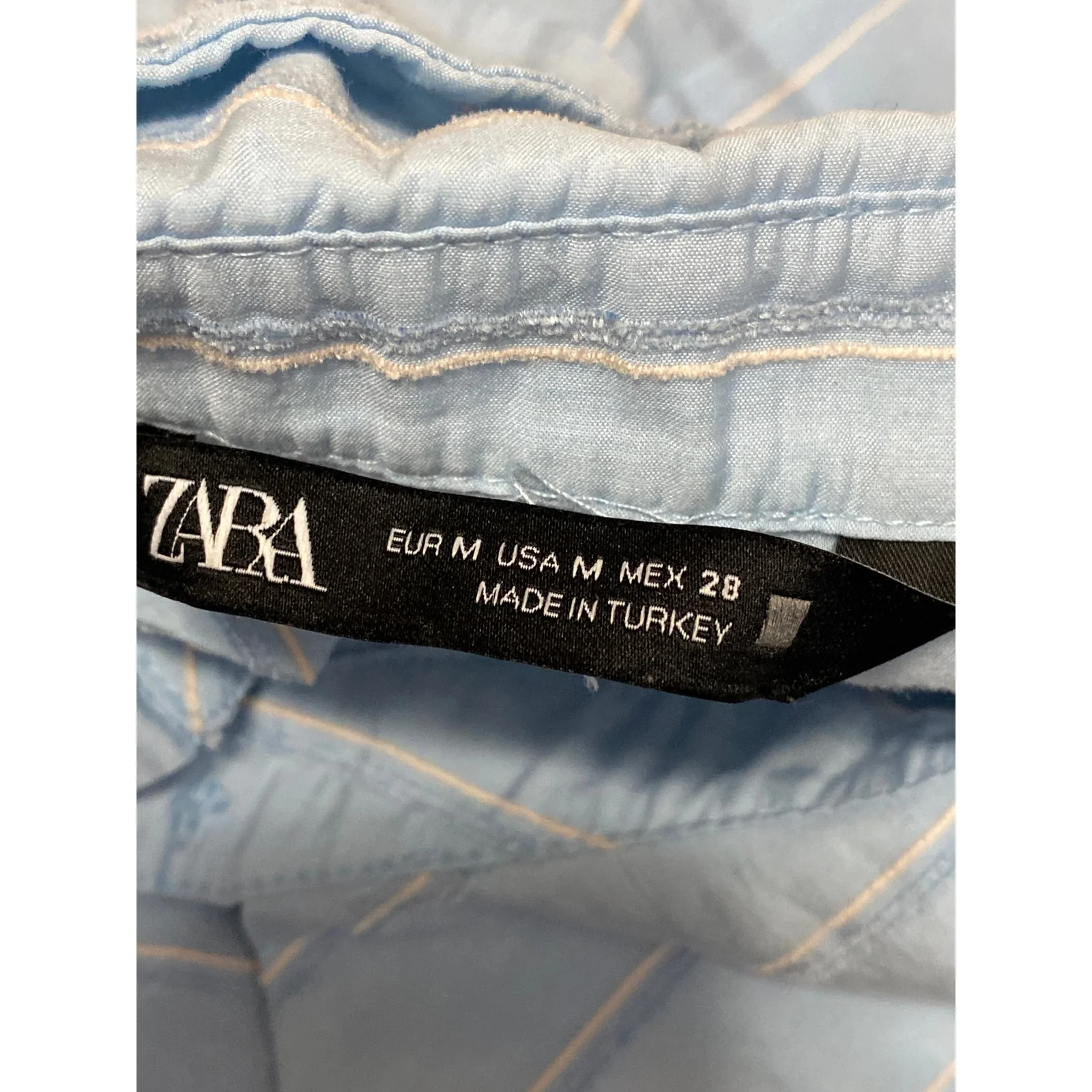 Zara Women's Blue Striped Collared Long Sleeve Button Down Shirt Blouse Top Sz M - Image 5