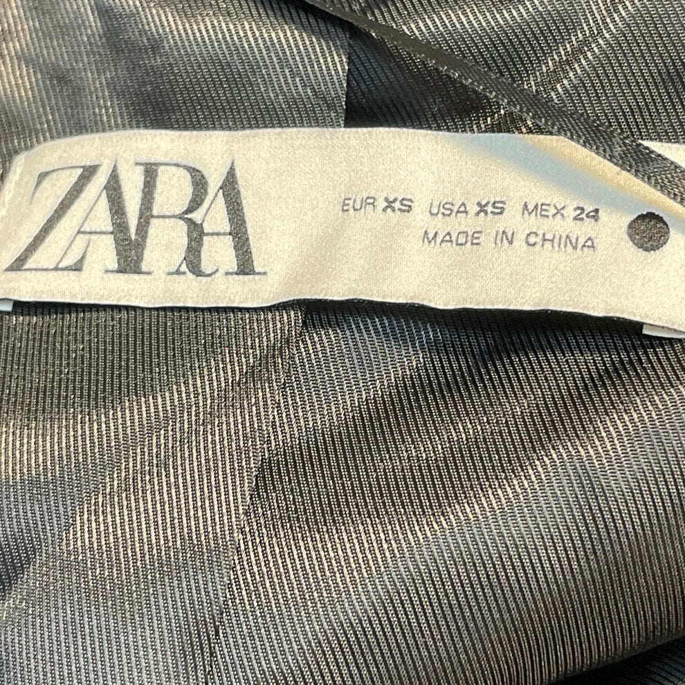 Zara Women's Blue Velvet Velour Blazer Suit & Wide Leg Trouser Pant Sets Size XS - Image 4