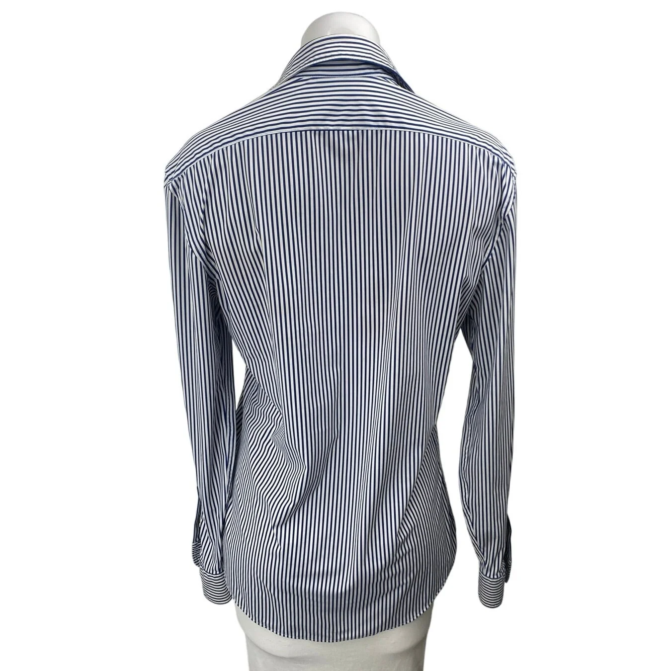 Zara Women's Blue White Striped Collar Long Sleeve Button Down Shirt Top Size S - Image 2