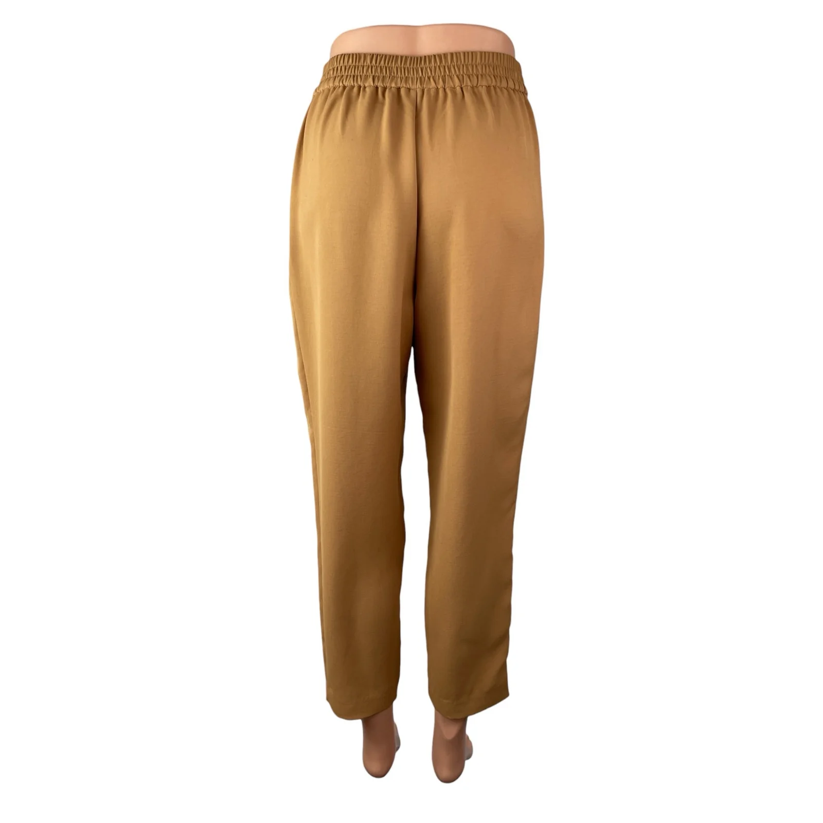 Zara Women's Brown Drawstring High Rise Carrot Tapered Trousers Dress Pants XS - Image 4