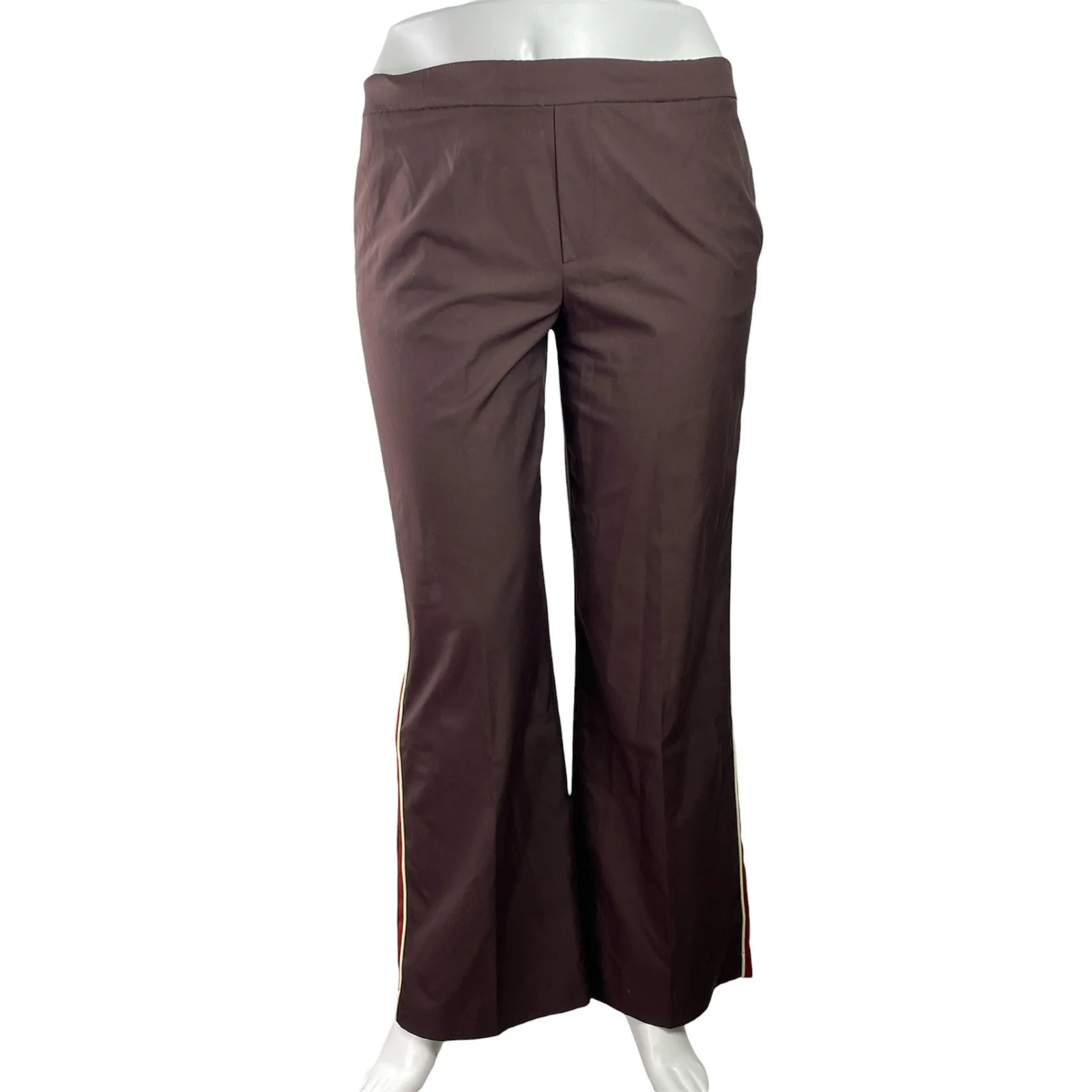 Zara Womens Brown High Waisted Flared Wide Leg Crop Lounge Trousers Pants Sz XL