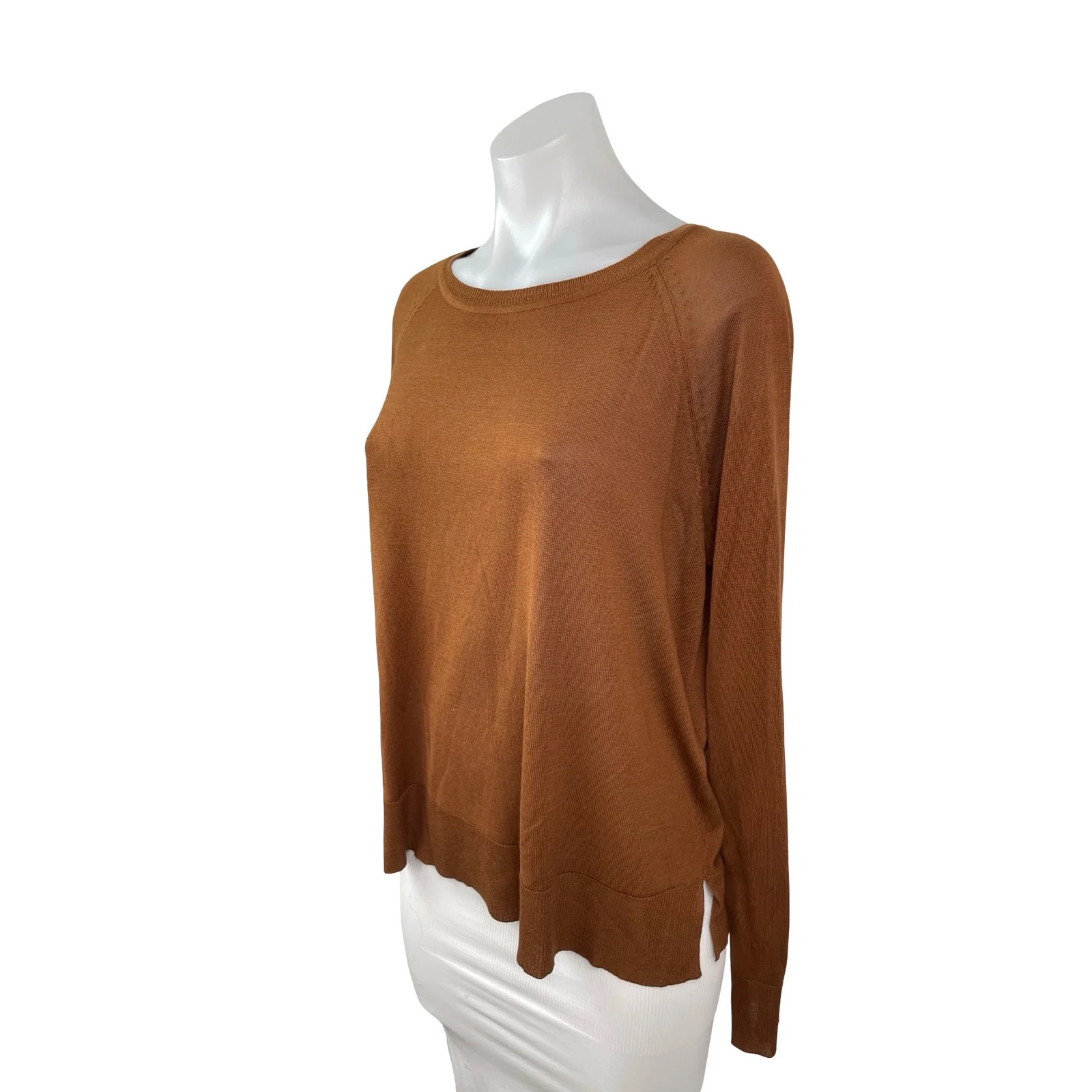 Zara Women's Brown Long Sleeve Boat Neck Knit Cozy Pullover Sweater Top Size S - Image 3