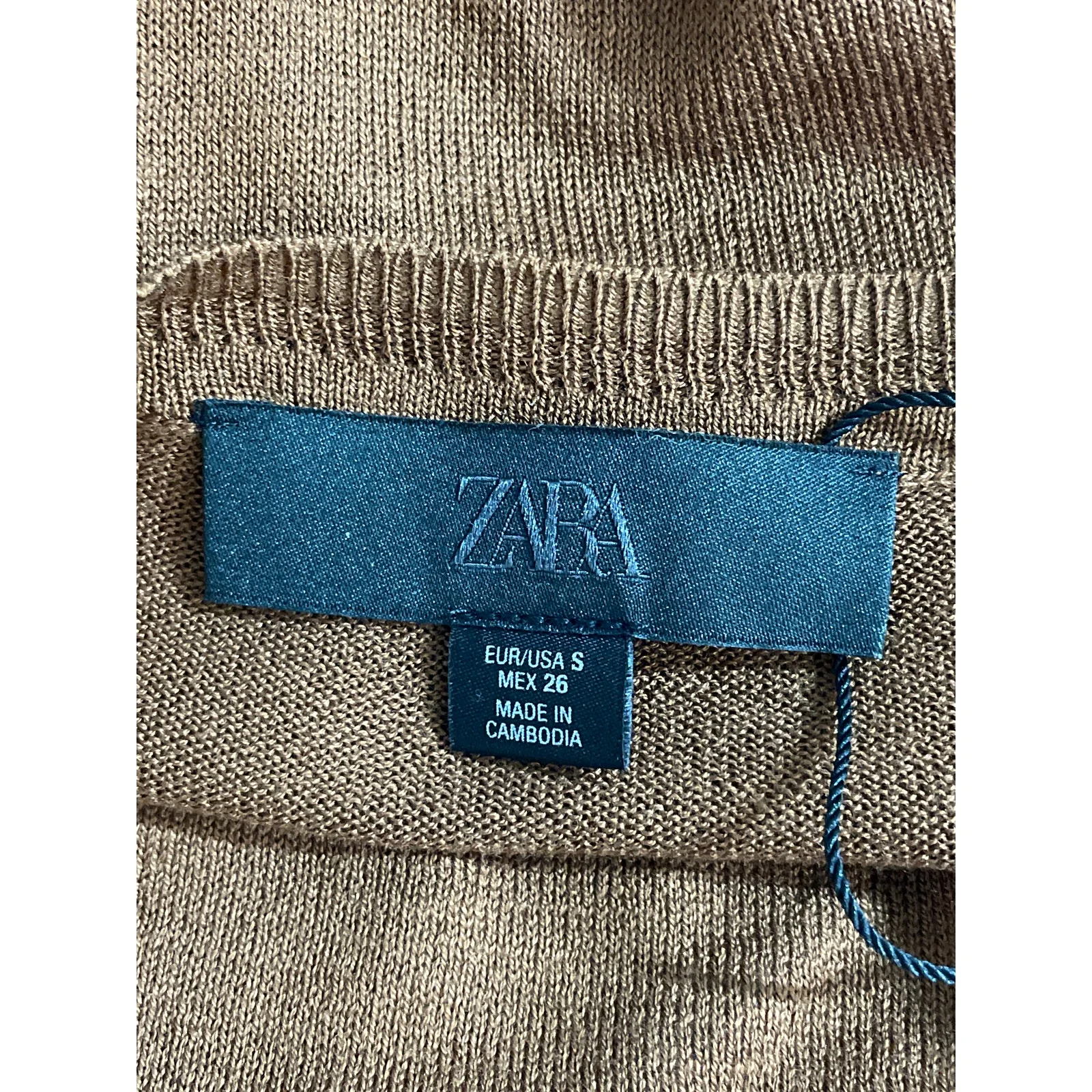 Zara Women's Brown Long Sleeve Boat Neck Knit Cozy Pullover Sweater Top Size S - Image 5