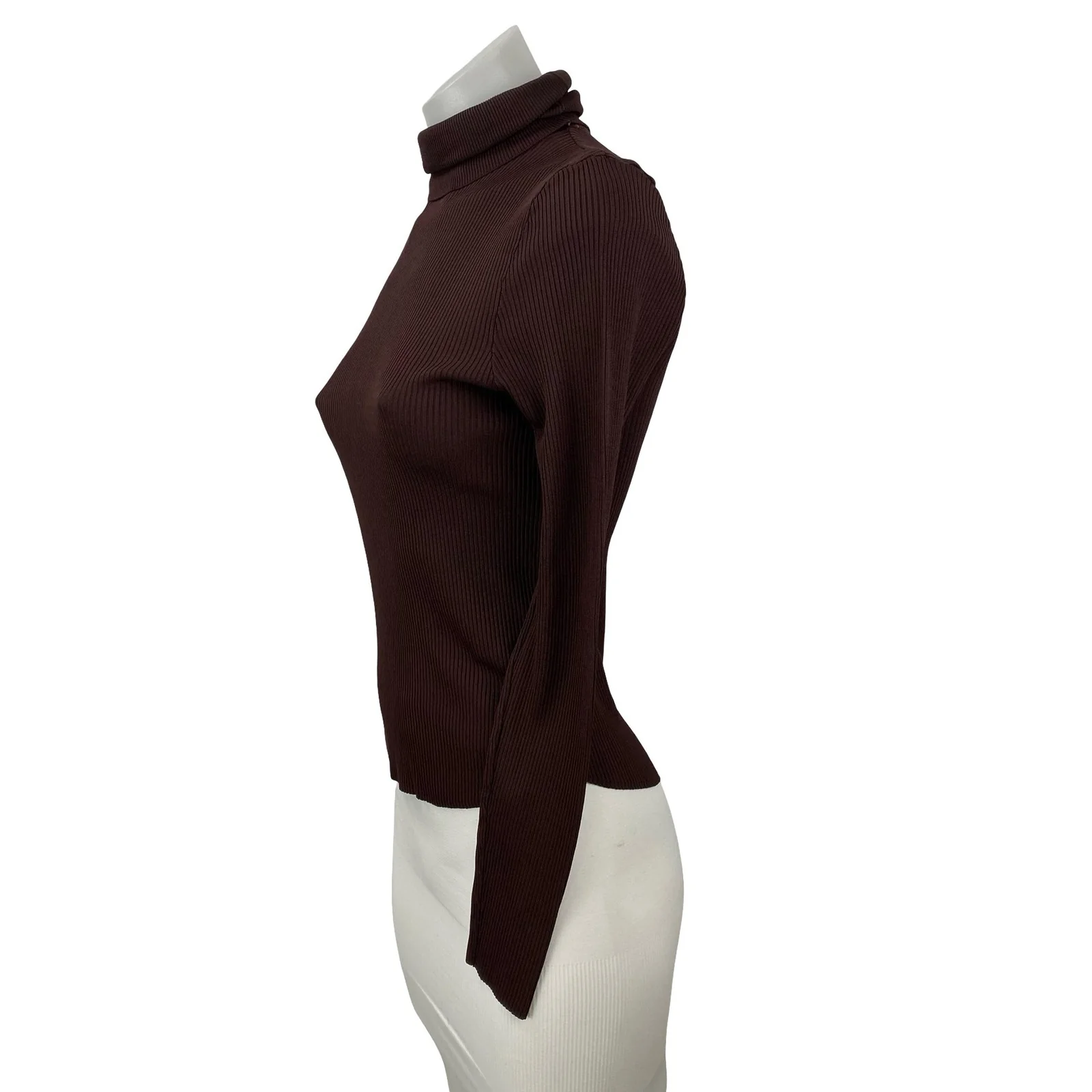 Zara Women's Brown Long Sleeve Turtleneck Ribbed Knit Slim Sweater Top Size M - Image 2