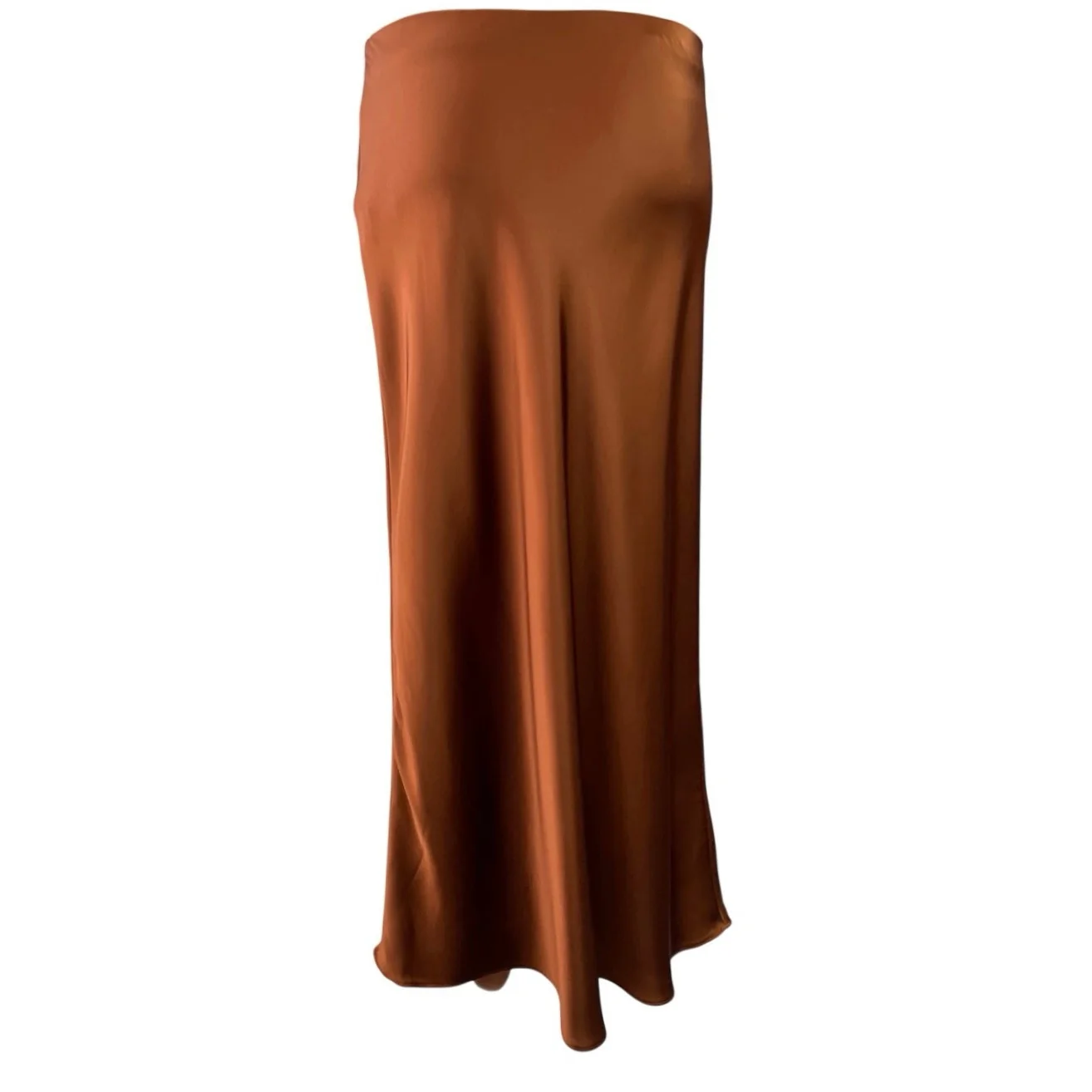 Zara Women's Brown Silky Satin Mid Waist Maxi Straight A-Line Slip Skirt Size 26 - Image 3