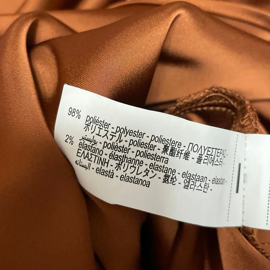 Zara Women's Brown Silky Satin Mid Waist Maxi Straight A-Line Slip Skirt Size 26 - Image 4