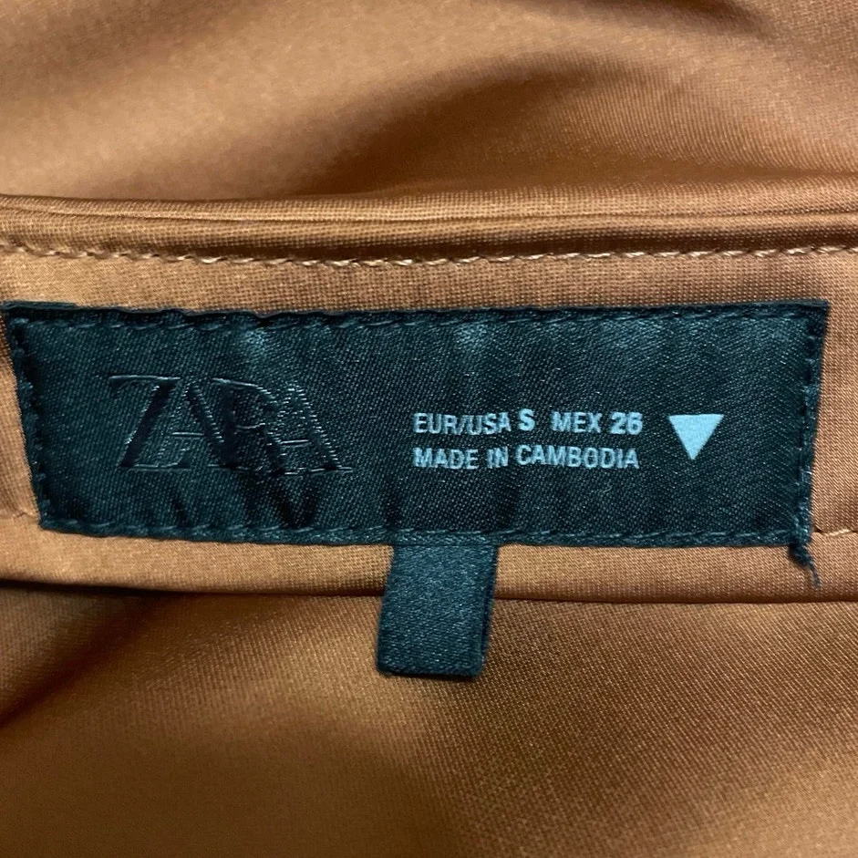 Zara Women's Brown Silky Satin Mid Waist Maxi Straight A-Line Slip Skirt Size 26 - Image 5